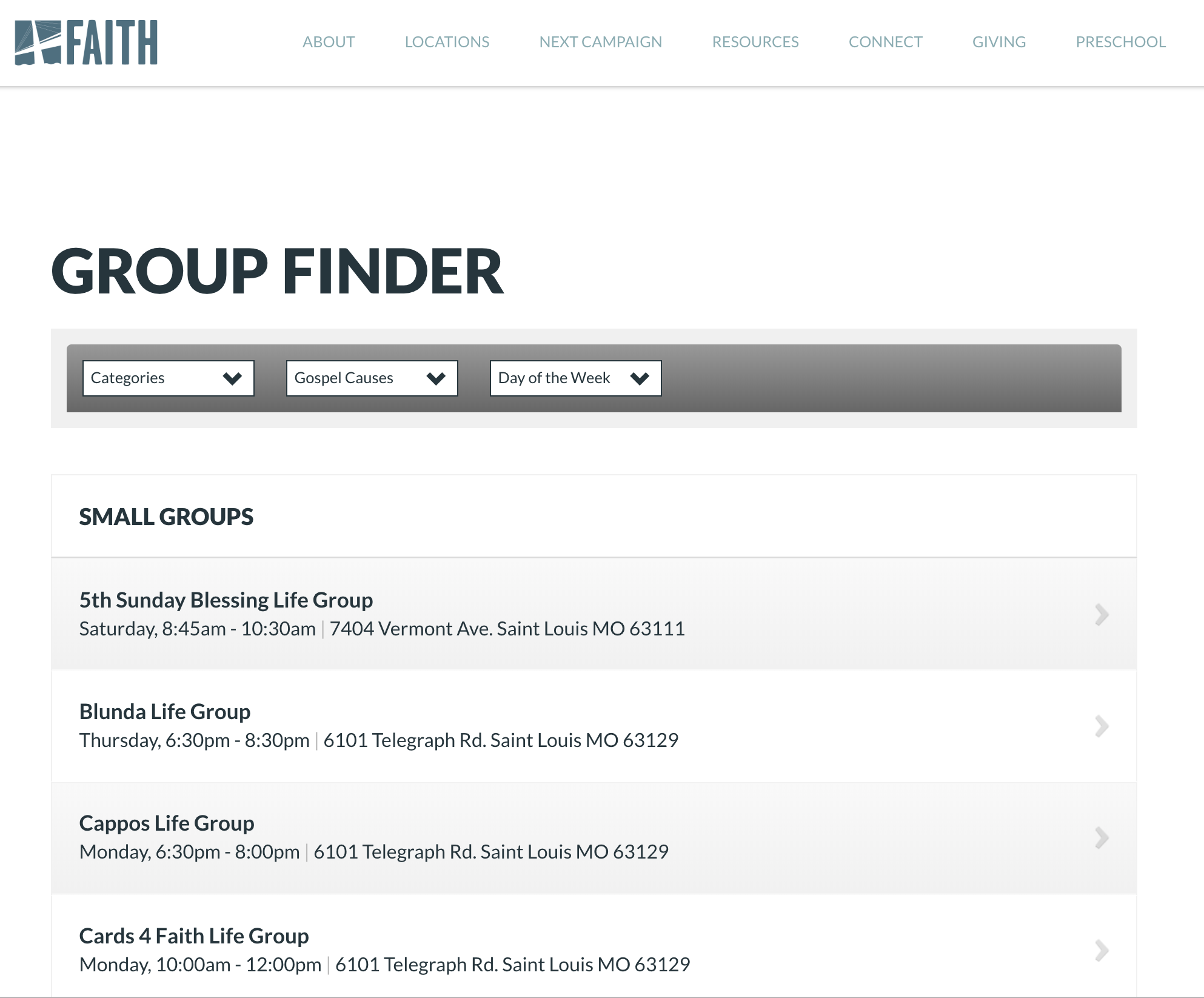 Faith Lutheran Church Group Finder
