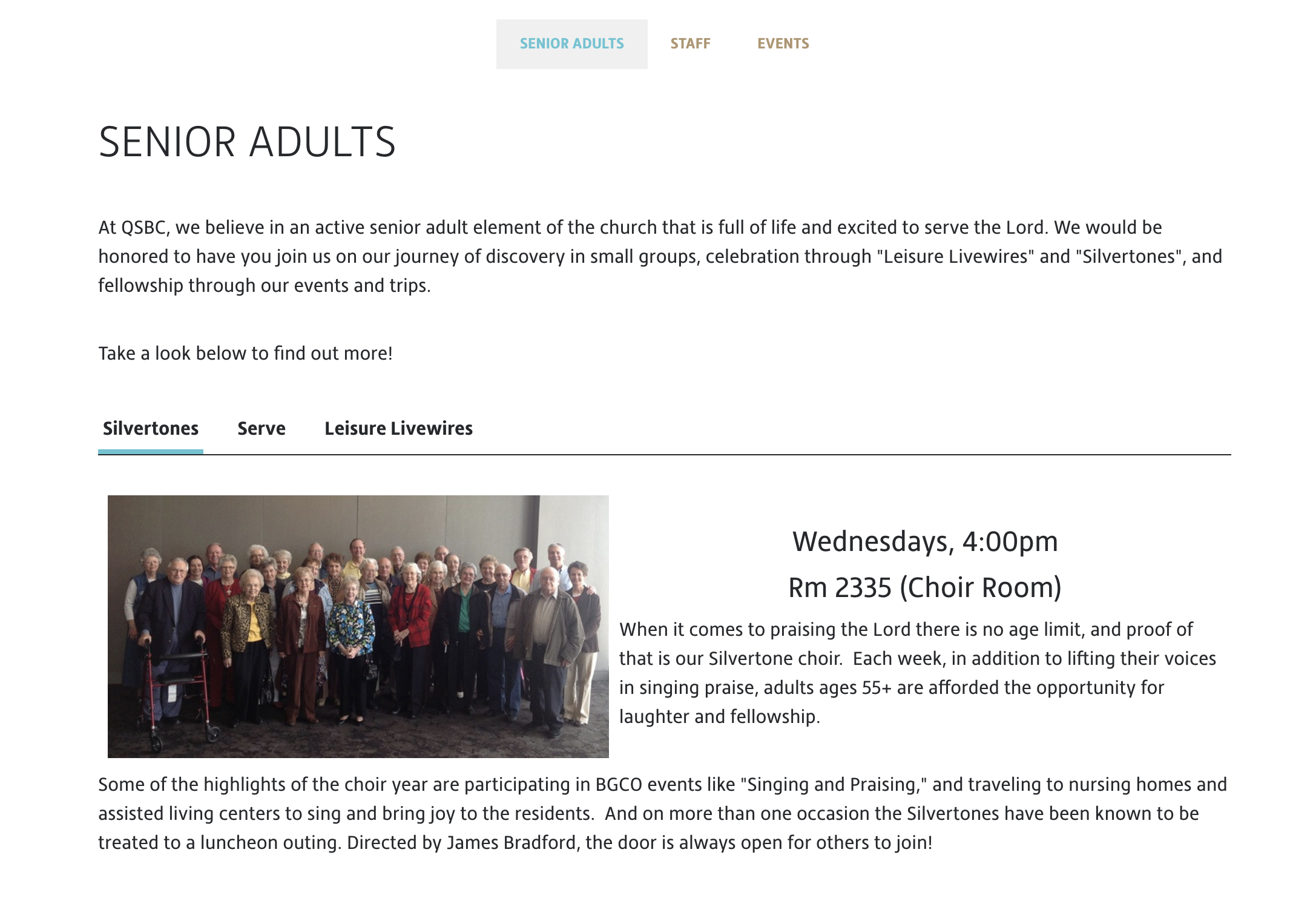 Quail Springs Baptist Church senior adults page